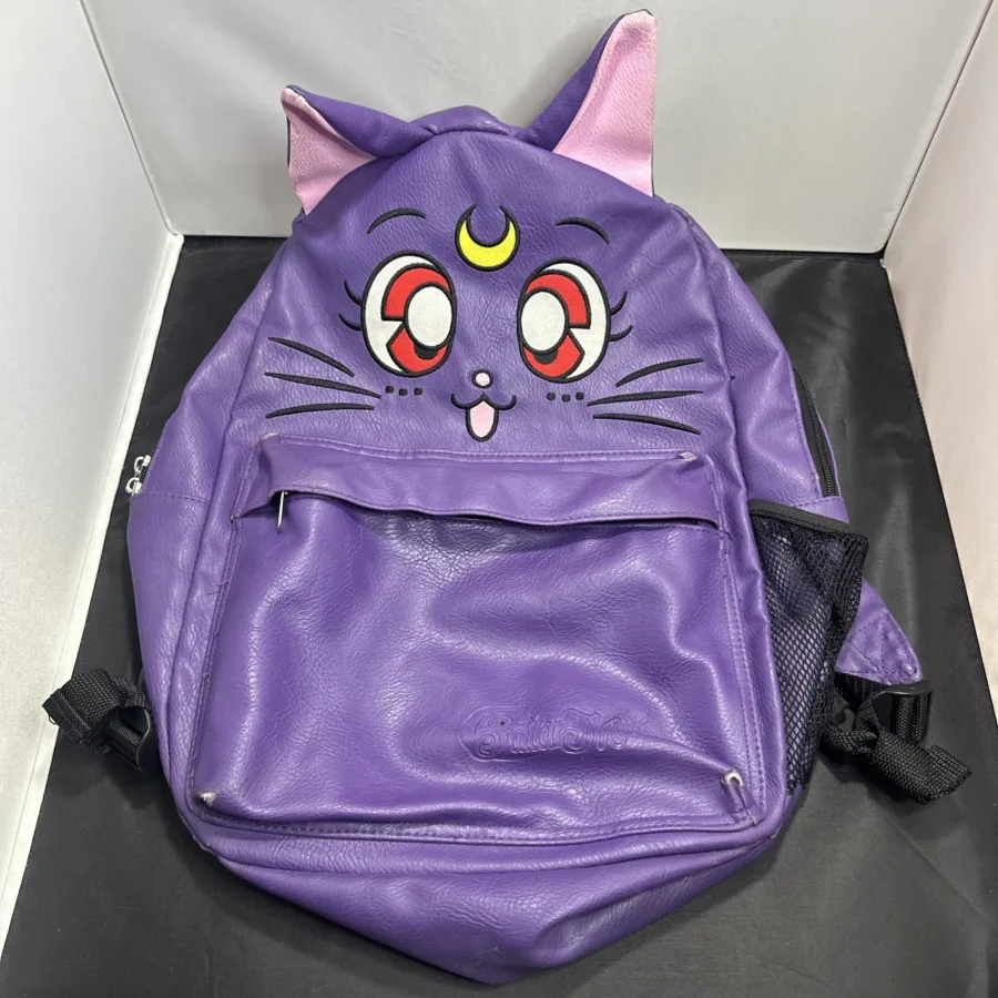 Sailor Moon 16” Faux Leather Purple Backpack Luna Cat Toei Animation Kids